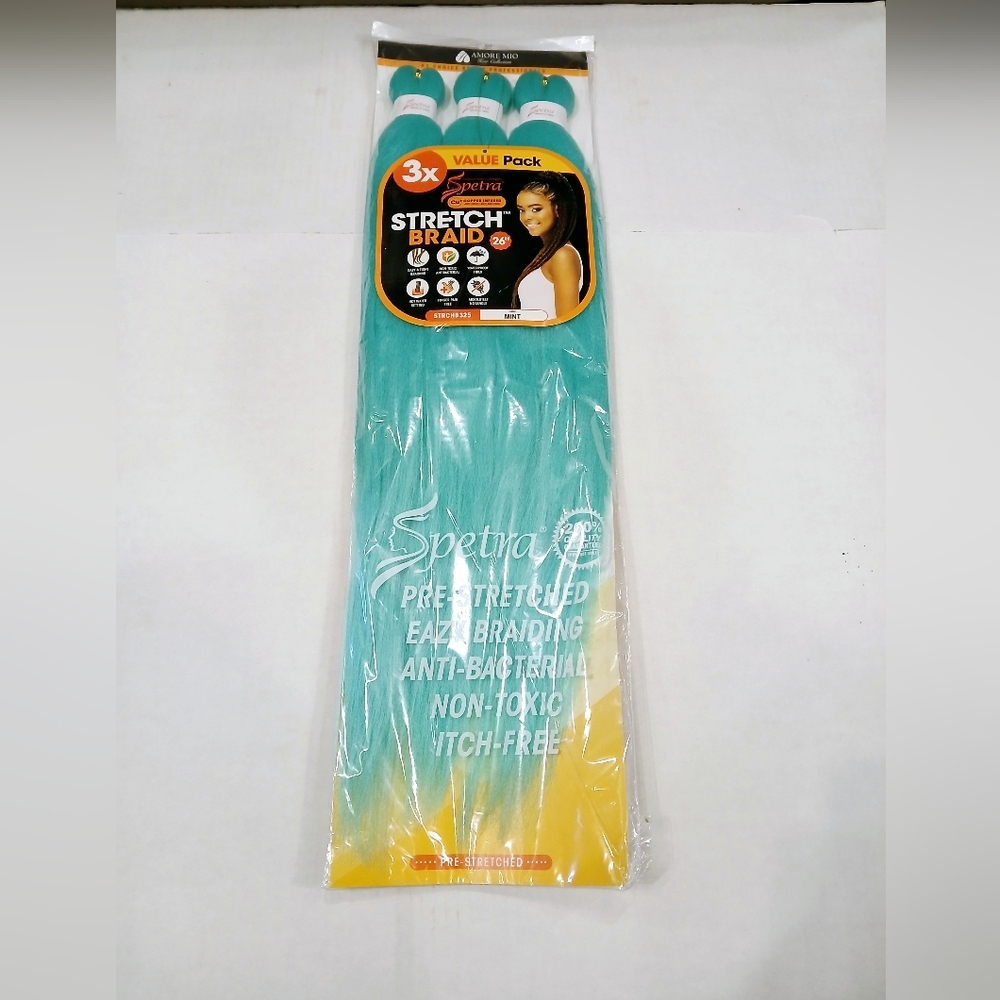 1 Pack of 3X Spectra Synthetic pre-streched Braiding Hair Exten 26" Color MINT
